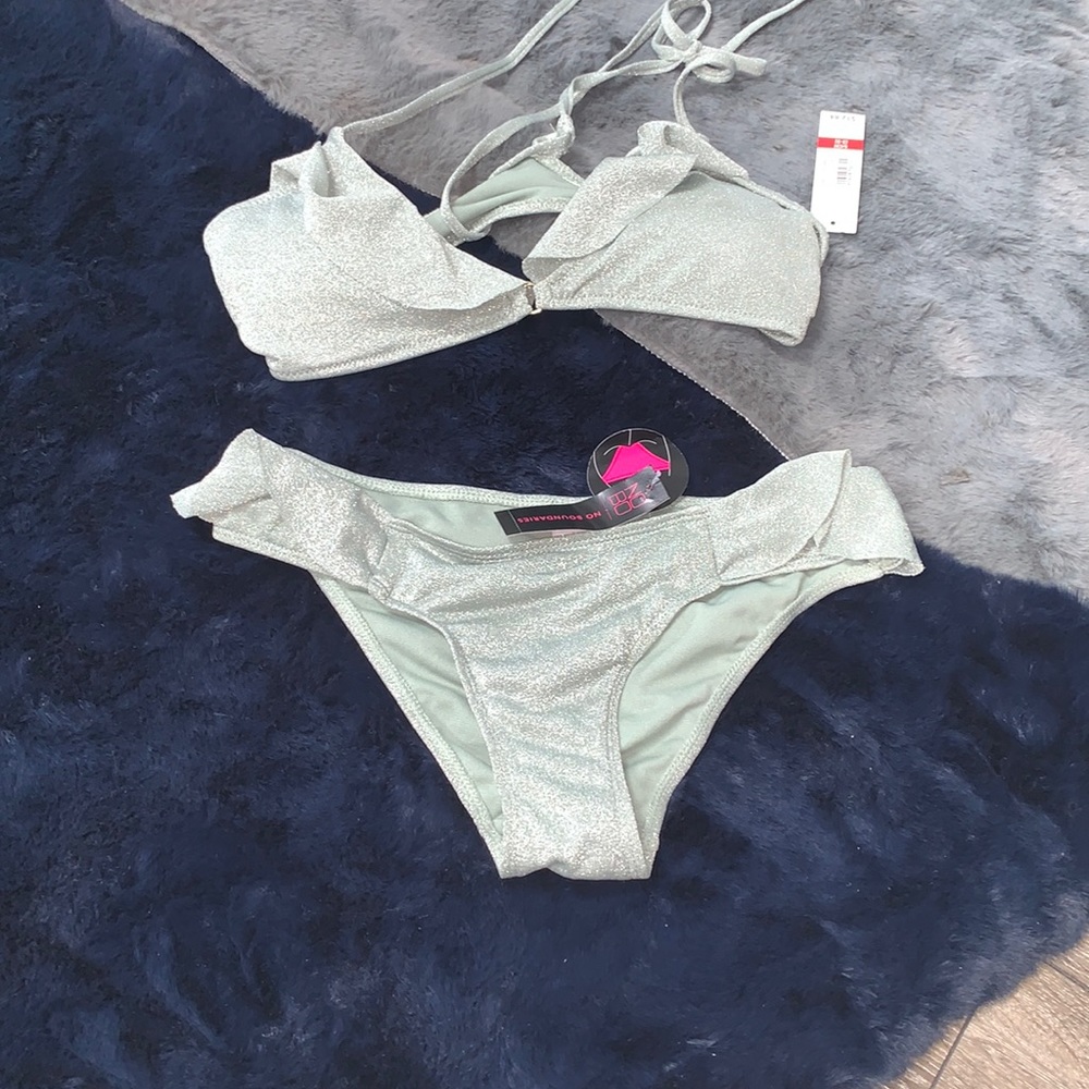 Grey / Green Two piece bikini